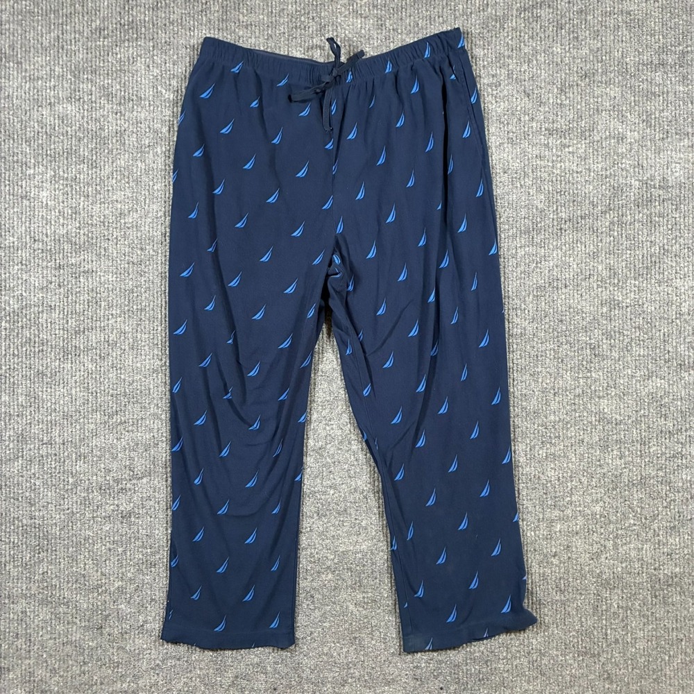 Nautica Mens Sleepwear Pajama Pants XL Navy Blue Sailboat Print Lounge Pants